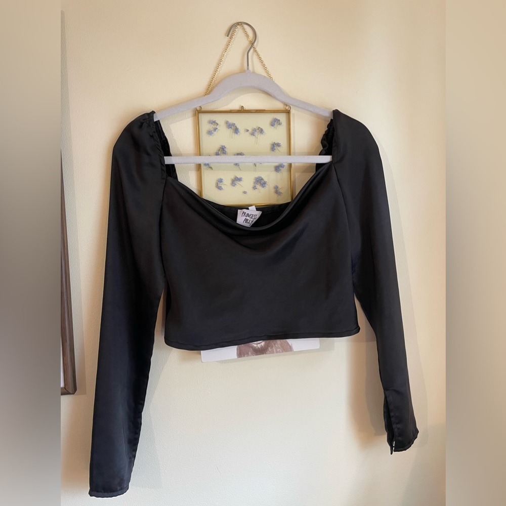 Black satin princess Polly top
